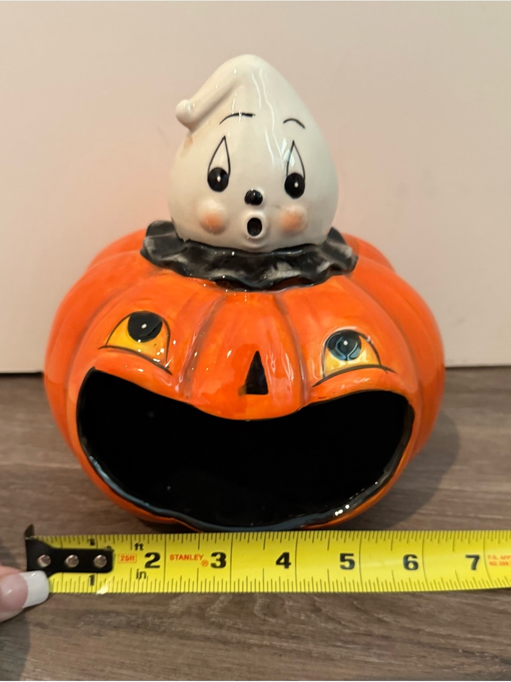 Viral Johanna Parker “Big Mouth” Pumpkin Candy Bowl with Ghost- NWT - Picture 6 of 8